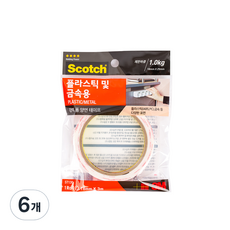 3M 스카치 플라스틱 금속용 폼 양면테이프 18mm x 3m, 6개