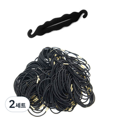 루머스 고리형 스폰지 올림머리 도구 HU012 + 슬림 머리끈 블랙 HU095 100p, 2세트
