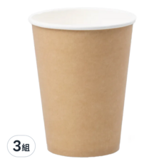 公版冷熱共用杯 Set 50, 12oz 牛皮色, 單層食品紙+雙面PE淋膜, 耐熱90度冷熱飲皆適用, 50個, 3組
