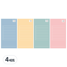 CMYK彩色Check List便條紙 4種組, 薄荷色、粉色、黃色、藍色, 4套