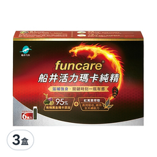 funcare 船井生醫 活力瑪卡純精, 95%有機黑金瑪卡添加, 紅莧菜萃取, 高效吸收, 補充強身, 6瓶, 15ml, 3盒