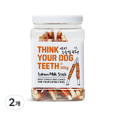 THINK YOUR DOG TEETH 우유껌 스틱 건조간식 42p 500g, 연어맛, 2개