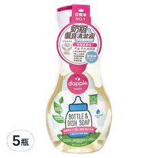 dapple baby 奶瓶及餐具清潔液, 無香精, 500ml, 5瓶