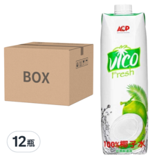Vico Fresh 微渴 100%椰子水, 1000毫升 X 6, 純椰子水製成 無添加劑, 低熱量配方, 1L, 12瓶
