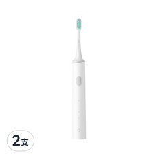 米家 T300 電動牙刷, IPX7防水, 25天持久續航, 磁懸浮馬達, 無金屬刷毛, 1入, MES602, 白色, 2支