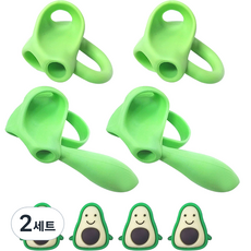 握筆輔助器 4入+兔子公仔 4入組, 2組, 綠色