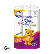 땡큐 데코3겹 천연펄프 롤화장지 30m, 30개입, 6개