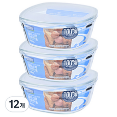 글라스락 내열 강화유리 정사각 간편 찬통 480ml, 12개