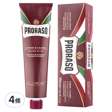 PRORASO 刮鬍膏 紅標 滋潤檀香 150ml, 4條