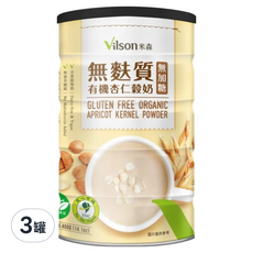 Vilson 米森 無麩質有機杏仁穀奶無加糖, 3罐, 400g