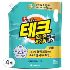 테크 호르몬 특유취 제거 액체세제 일반 리필, 4개, 2L