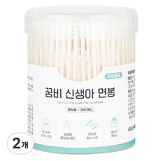 꿈비 신생아 면봉 원통형 엠보형, 2개, 300개입