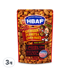 HBAF 넛츠 앤 스낵스 사천 땅콩 앤 콘프라이즈, 120g, 3개