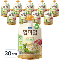 맘마밀 안심 이유식 9개월 부터, 100g, 시금치와 연근소고기, 30개