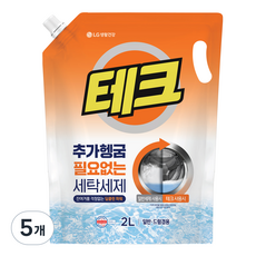 테크 추가헹굼 필요없는 액체세제 일반 / 드럼 겸용 리필, 2L, 5개