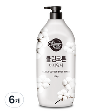샤워메이트 내추럴 클린코튼 바디워시 목화솜향, 1.2kg, 6개