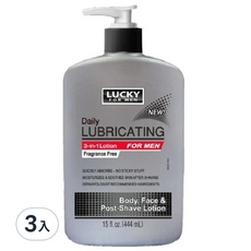 LUCKY SUPER SOFT 三效男用無香身體乳液(15oz/444ml)3入組-男士保濕首選，全身適用，無香呵護, 3入