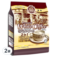 COFFEE TREE 咖啡樹 金裝檳城白咖啡 二合一 咖啡和奶精 450g (15小包x30g), 30g, 15包, 2袋