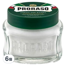 PRORASO 鬍前軟化膏 綠標 沁涼薄荷, 95%以上天然成分，100ml, 6個
