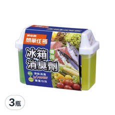 依必朗簡單任務冰箱專用消臭劑，雙重除臭功效，綠茶+檸檬, 150g, 3瓶
