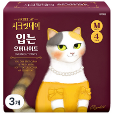 시크릿데이 입는 오버나이트 팬티형, 중형, 4개입, 3개