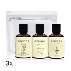 Arenes愛霓思 ArenesEO旅行組C(洗髮60ml+沐浴60ml+洗臉60ml+旅行袋)3入