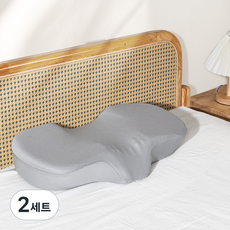 하비티 편안한 고밀도 3D 메모리폼 경추베개 컴포트 수면베개 + 커버 세트, 그레이, 2세트