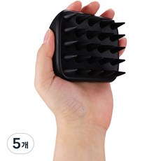  더블제이 실리콘 핸들 두피 클리너 샴푸브러쉬, 블랙, 5개 