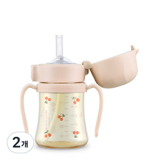 그로미미 유아용 PPSU 체리쉬 빨대컵, 스윗피치, 2개, 200ml