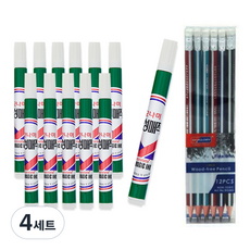 모나미 유성매직 12p +스카이글로리 삼각지우개 연필 12p 세트, 녹색, 4세트
