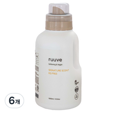 ruuve 유아용 비건 EQ FREE 섬유 유연제 시그니처향, 1L, 6개