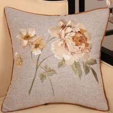 플로즈 린넨 꽃잎자수 쿠션커버