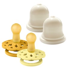 BIBS 보헴 고무 쪽쪽이 2단계 2종 + 실리벨 케이스 2p 세트, 2단계(6개월 이후), 선샤인, 허니비, 1세트