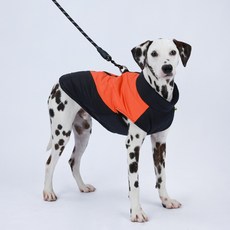 PASTEL PET 大型犬V字配色鋪棉背心, 橘色