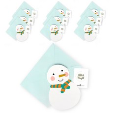 인디고샵 금박 메리 스노우맨 캐릭터 카드 + 봉투 + 스티커 세트, 혼합색상, 10세트