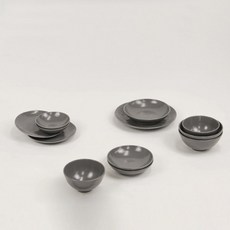 Pavlovus Sol 2人份餐具組 12入, 1組, 空氣 2p + 處理 2p + 小冷 2p + 中冷 2p + 大冷 + 小盤 2p + 中盤, 灰色