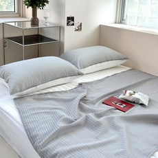 Lucidsleep 涼爽舒適海洋泡泡紗夏季被子毯子午睡被子 2入, 淺灰
