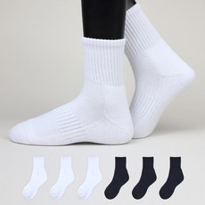 이지레그 여성용 이중 바닥 무지 스포츠 중목 양말 6켤레 세트, 혼합(화이트, 블랙), 1세트 혼합(화이트, 블랙), 1세트