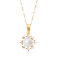 미니아트 여성용 14K GOLD 플라워펄 스와로브스키 크리스탈 목걸이