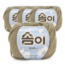 쎄비 솜이 패브릭얀 뜨개실 65g x 4p, 카키브라운, 4개