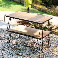 캠프빌리지 캠핑선반 쉘프 테이블 2p + 상판 + 하판 + 보관가방 세트, 블랙