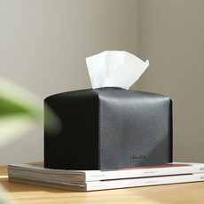 Natural365 스위트룸 호텔식 가죽 티슈커버, 블랙