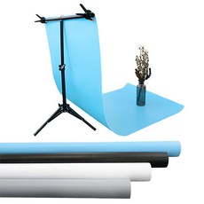 마다메이드 스튜디오 촬영 배경지 크로마키 스크린 거치대 1단 + 배경지 4종 세트 70 x 75 cm, 블랙, 화이트, 블루, 그레이, 1세트