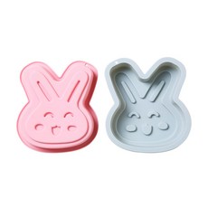 이홈베이킹 실리콘몰드 토끼베이킹틀 2종 세트, 블루, 핑크, 1세트