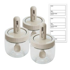 DALPAENGI LIVING Cuisine De Maman長度可調節湯匙調味料罐組, 3p調味盒+3p標籤貼紙, 1組