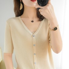 모네타 여성용 드로우 브이넥 반팔 가디건