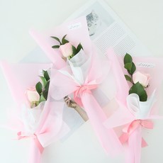 모리앤 생화 부담없는 1송이 꽃다발 장미 3개, 핑크, 1세트