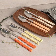 티니블랑 레브 한식 커트러리 수저 4종 세트, 아이보리, 라임, 피치퍼즈, 오렌지, 1세트, 숟가락 4p + 젓가락 4p 아이보리, 라임, 피치퍼즈, 오렌지, 1세트, 숟가락 4p + 젓가락 4p