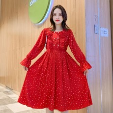 겟잇블루 임산부 출산외출복 하트도트 프릴 원피스