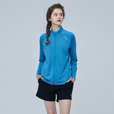 레이지비 여성용 쿨링 에센셜 루즈핏 래쉬가드 집업 + 반바지 세트